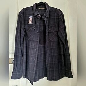 HARLEY DAVIDSON Flannel Shirt, Thick & Soft, Black Eagle on Back, M